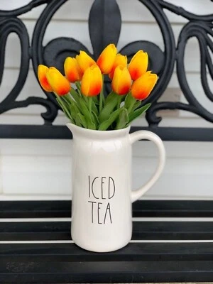 Lote de 10 centros de mesa Tulipán amarillo rojo flor floral falsa granja otoño primavera Foto 1 de 4