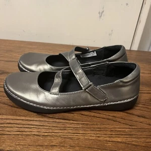 Vionic Orthaheel Women’s Judith Mary Jane’s Pewter Metallic Leather Shoes 9.5 - Picture 1 of 8