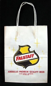 Vintage Falstaff Brew Co Falstaff Premium weißer Bierbeutel alter unbenutzter Ladenbestand - Bild 1 von 2