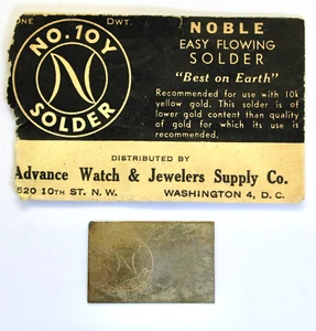 SELTENES EDLES 10K Gelbgold Easy Flow Lötzinn 1 DWT um 1960 - Bild 1 von 4