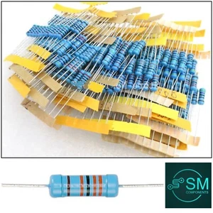 300PCS 1 Watt Metal Film Resistor Assortment Kit 30 Values 1% Precision 10Ω-1MΩ - Picture 1 of 4