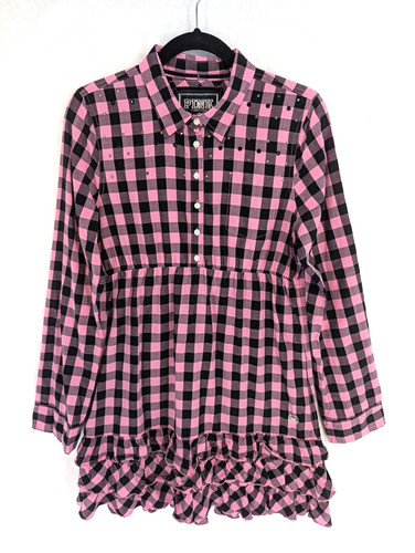 UNDERCOVER Abito donna rosa Victoria's Secret grande rosa nero a quadri borchie a strati