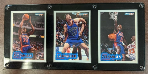 DETROIT PISTONS 3 CARD PLAQUE DENNIS RODMAN BILL LAIMBEER ISIAH THOMAS BAD BOYS Cover