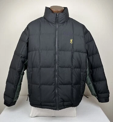 Browning Arms Down Filled YKK Zip Up Puffer Jacket Black & Green Mens Sz 2XL - Image 1 of 4