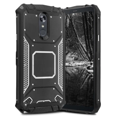 Metallic Coating Rugged Case+Tempered Glass Shockproof Cover for LG Stylo 4  - Image 1 of 4