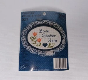 Mini Cross Stitch Oval Frame Kit Love Spoken Here Sealed New Berlin - Picture 1 of 8