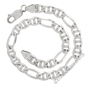 Men's Italian 14k White Gold 9" Polished 5.9mm Figaro Link Chain Bracelet - Picture 1 of 5