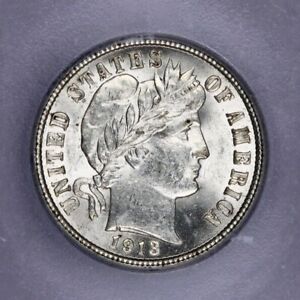 1913-P 1913 Barber Dime Silver 10c ICG - MS62 Booming luster WOW!