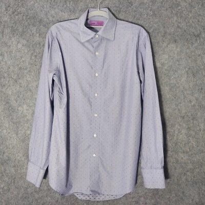 Lorenzo Uomo Shirt 15 32 33 Button Trim Fit Embroidery Long Sleeve Preppy Office - Image 1 of 4