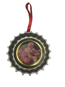 Coca Cola Santa Bottle Cap Christmas Holiday Ornament - Picture 1 of 2