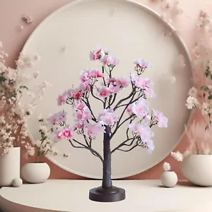 24 LED Pink Cherry Blossom Tree Lamp 18 Inches Artificial Fairy Tree Light Usb/B - Picture 1 of 12