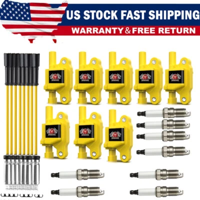 For Chevy Silverado GMC Sierra LS1 5.3 6.0 6.2L Ignition Coil& Spark Plug& Wires - Image 1 of 4