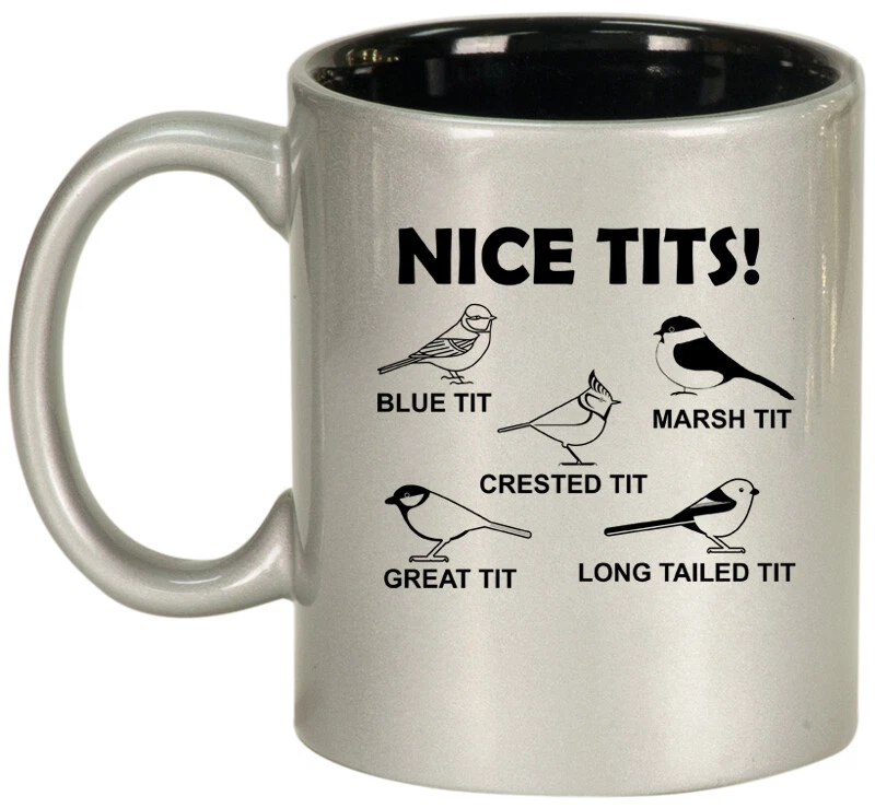 Caneca de café cerâmica seios bonitos observador de pássaros engraçado amante pássaros - Imagem 1 de 1