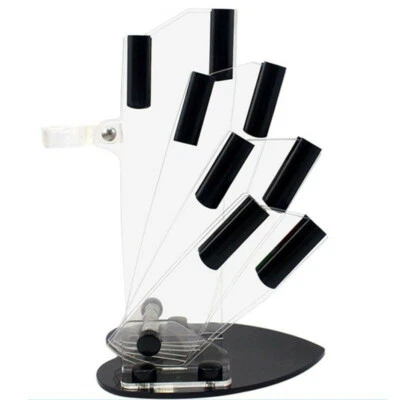 Knife Holder Storage Kitchen Transparent Acrylic Block Ceramic Rack Organizer - Image 1 of 4