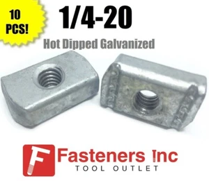 QTY 10 P3006 HG 1/4-20 puntales galvanizados inmersión en caliente sin canal de resorte sin instrucción - Imagen 1 de 3