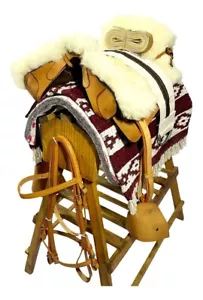 CHILEAN Gaucho Horse SADDLE Argentina Leather + Bridle Rein Bit Stirrups Chile - Picture 1 of 3