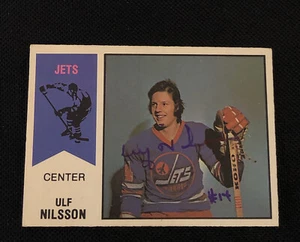 ULF NILSSON 1974-75 WHA O-PEE-CHEE ROOKIE SIGNED AUTOGRAPHED CARD #4 JETS - Picture 1 of 2