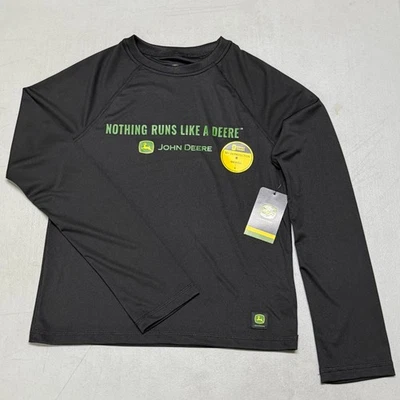 John Deere Shirt BOYS Small 6/7 Black Long Sleeve Rash Guard Youth NEW! - Image 1 of 4
