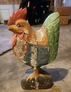 Wooden Carved Rooster Primitive Country Folk Art - Picture 1 of 8