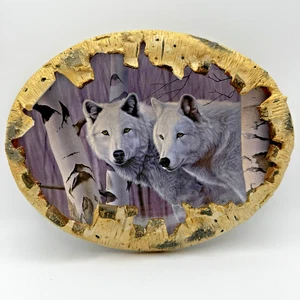 Placa de lobo Bradford Exchange bienvenida espíritus del bosque dañada - Imagen 1 de 7