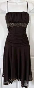 VTG Y2K City Triangles Brown Fairycore Whimsigoth Ruched Handkerchief Dress LG - Picture 1 of 8