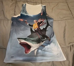 American AF Tank Top George W Bush Riding Shark Firing Revolver USA Größe Large - Bild 1 von 12