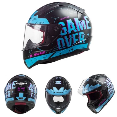 LS2 FF353 Rapid Player Schwarz Sky Blau Motorrad Helm Tourenhelm Integralhelm Ra - Bild 1 von 4