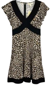 New Michael Kors Printed Crisscross Border Dress Brown/Black Animal Print Size S - Picture 1 of 10