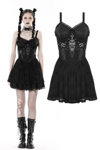 DARK IN LOVE Women SPIDER WEB Gothic Punk Mesh See-Through Short Party Dress - Picture 1 of 20