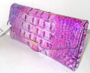 Brahmin New Veronica Tri-Fold Purple Iris Embossed Leather Wallet NWT $155 - Picture 1 of 8