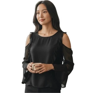 Hollister Witchy Whimsy Goth schwarze schulterfreie Bluse Damengröße Small - Bild 1 von 6