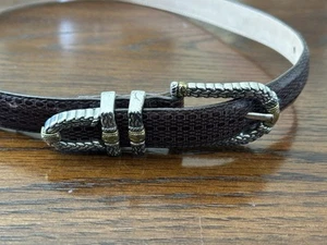 Brighton Brown Leather Belt Women’s M 32 Brass Gold Silver Tone Buckle B6008 - Picture 1 of 6