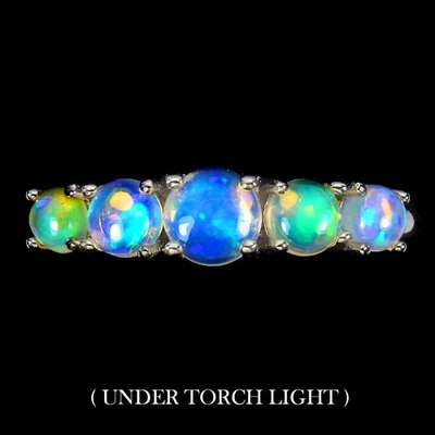 Anello in argento sterling 925 opale di fuoco rotondo 5 mm gemma gioielli 8,5 - Immagine 1 di 4
