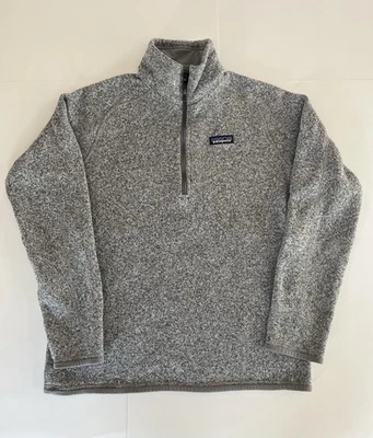 Suéter feminino Patagonia Better grande cinza quarto de zíper jaqueta de lã bolso - Imagem 1 de 4