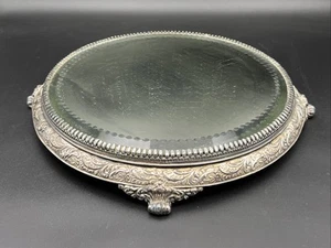 Antique Van Bergh Rochester NY Silver Plate Vanity Plateau 10" Mirror 1892-1926 - Picture 1 of 14