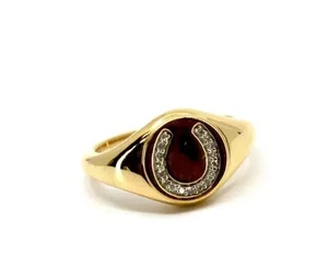 Men's Horseshoe 2 Ct Round Cut Lab-Created Diamond Ring 14K Yellow Gold Finish - Picture 1 of 7