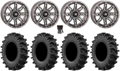 High Lifter HL22 14" Wheels Gunmetal 28" MotoSlayer Tires Kawasaki Mule Pro FXT - Image 1 of 4