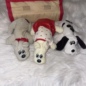 Vintage 1986 Tonka Pound Puppies Newborn Pet Carrier & Puppies - Picture 1 of 12