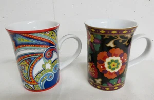 Set/2 VERA BRADLEY Coffee Tea Cocoa Mugs Cups SUZANI & MARINA PAISLEY - Picture 1 of 10
