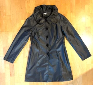 MATTY M Gunmetal Gray Coat RAIN REPELLENT Raincoat STAND UP COLLAR Medium - Picture 1 of 10