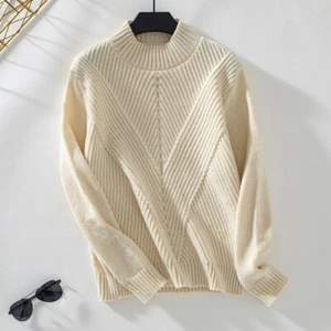 Woman's sweater solid color half turtle neck long sleeve knitted - Picture 1 of 1