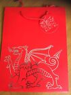 Wales Red Dragon with silver detail Gift Bag NEW