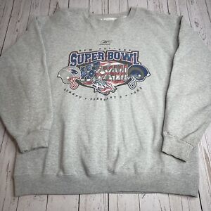 Vintage St Louis Rams 2002 Super Bowl XXXVI Crewneck Sweatshirt Mens XL Gray