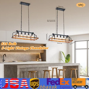 5-Light Vintage Pendant Chandelier Ceiling Light Dining Room Lighting Fixture  - Picture 1 of 24