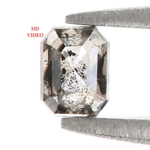 0.39 CT Natural Loose Emerald Cut Diamond 4.55 MM Salt And Pepper Diamond QL239 - Picture 1 of 8