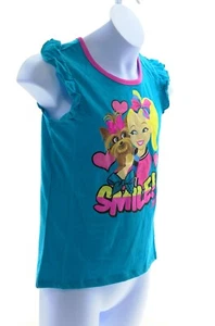 Jojo Siwa Girl's Blue T-Shirt Round Neck Sleeveless Sleeve Pullover Size 6/6X - Picture 1 of 3