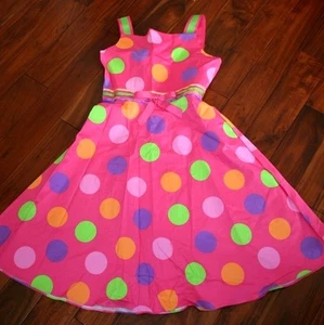 Rare Editions NWT 12 Pink purple orange dot ribbon party dress - Picture 1 of 4