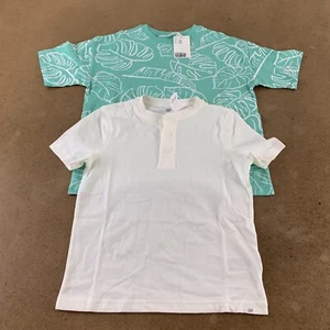 Boy's Size 6/7 Gap White Henley H&M Green Palm Short Sleeve T-Shirts NWT *Flaw - Picture 1 of 12