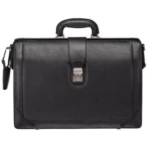 Mancini Litigator Briefcase for 17 In. Laptop Black Leather RFID Wave Blocking - Picture 1 of 5