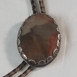 Cravatta vintage Southwest/Navajo Sterling e Agata Bolo - Foto 1 di 9